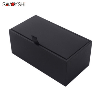 Μαύρο κοσμηματοπωλείο SAVOYSHI Νέο μικρό χαρτί από δερματίνη Υλικά Συσκευασία μανικετόκουμπα Κουτί δώρου Προσαρμογή