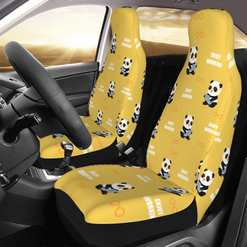 Panda Cute Animal Универсален калъф за столче за кола Автомобилен интериор Преден заден Флокиращ се плат Възглавница Полиестерни аксесоари за кола