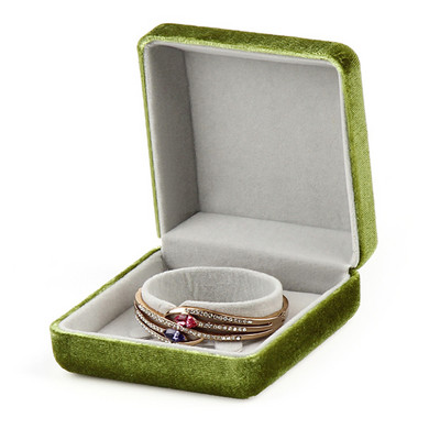 Uus ehtekarp tasuta kohandatud logoga mururoheline flanellist rauast ehtekarp ehete hoiukarp ehtepakendite kinkekarp