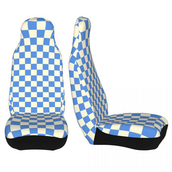 Синя шахматна дъска с принт Универсално покривало за столче за кола Off-Road Дамски карирани калъфи за столче за кола Полиестер Риболов