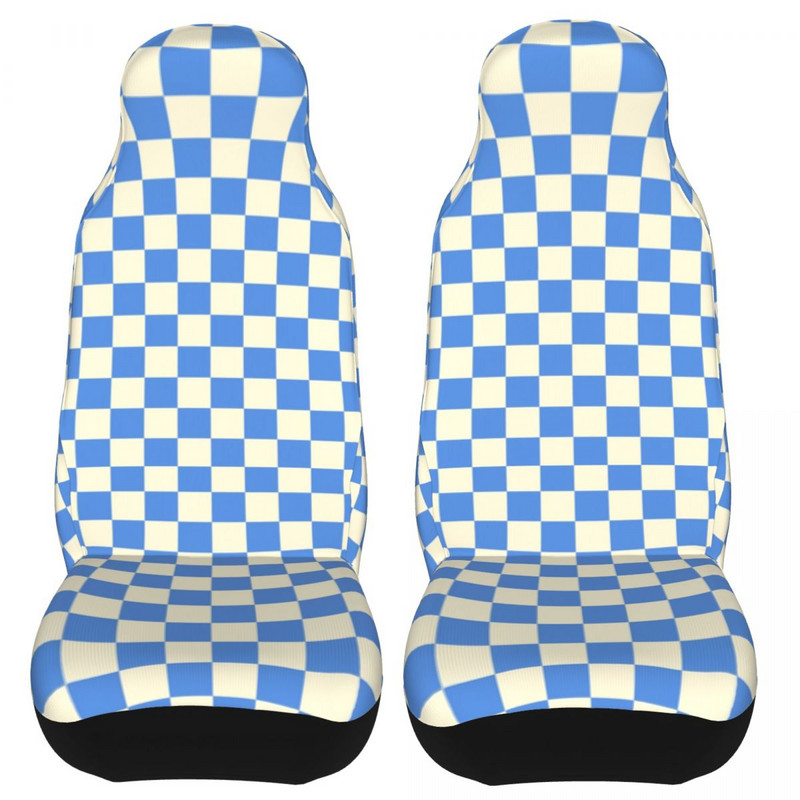 Blue Checkerboard Print Universaalne autoistme kate Off-Road Naiste ruuduline autoistme katted polüester kalapüük