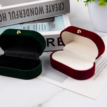 Кадифена кутия за дрънкулки Кутия за пръстени Организатор за бижута Кутия за двойни пръстени Кутия за бижута Кутия за сватбен подарък
