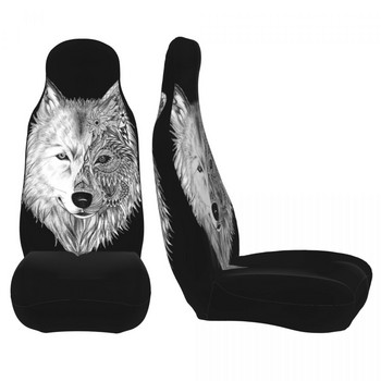 2 τμχ Κάλυμμα καθισμάτων αυτοκινήτου Wolf Universal Four Seasons Κατάλληλο για όλα τα είδη Animal Wolves Wild Animals Καλύμματα καθισμάτων αυτοκινήτου Υφασμάτινο Ψάρεμα