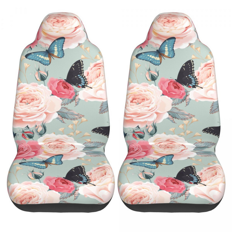 Spalvingos gėlės ir drugeliai Universalus automobilio sėdynės užvalkalas keturiems sezonams, skirtas visureigiams, automobilinių sėdynių užvalkalams poliesterio automobilių priedai