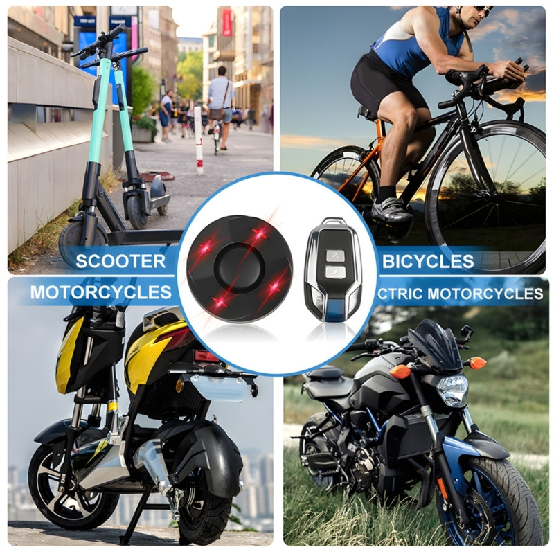 Vargusvastane rattaalarm jalgratta tagatuli USB-laadimisega IPX5 veekindel jalgrattaotsija koos puldiga eBike mootorratta jaoks