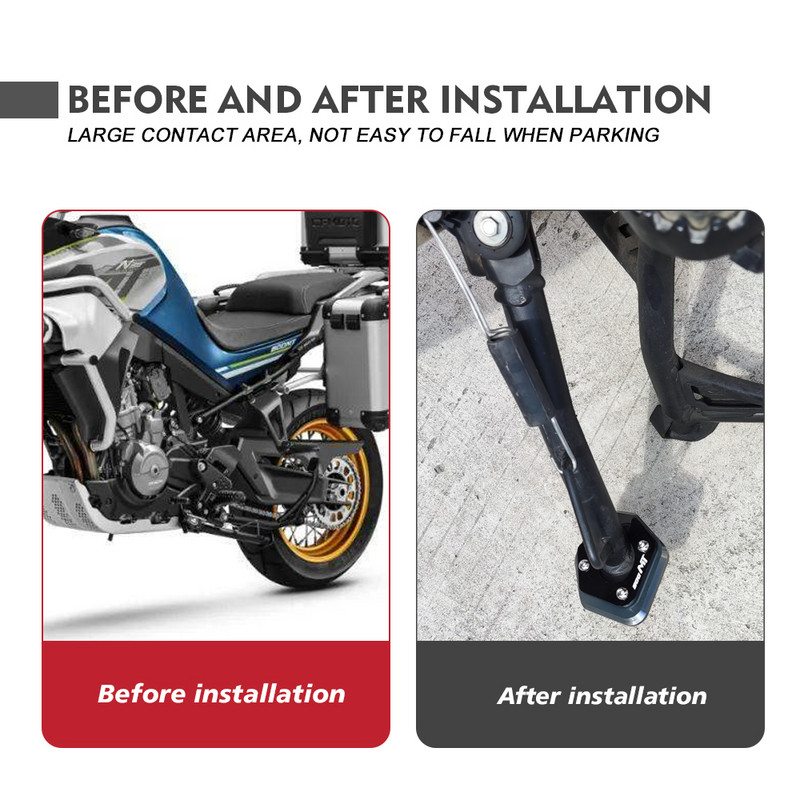 Alkalmas a CFMOTO 800MT 800 MT 2021 2022 motorkerékpár oldalsó állványhoz, nagyítólemezes támasztólap hosszabbító CNC alumínium