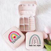 Teach Love Inspire Rainbow Teacher Naiste ehted Pakendikarp Kaelakee Korraldaja Kõrvarõngad Näidik Reisi kaasaskantavad karbid Kingitus