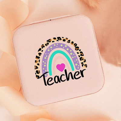 Teach Love Inspire Rainbow Teacher Naiste ehted Pakendikarp Kaelakee Korraldaja Kõrvarõngad Näidik Reisi kaasaskantavad karbid Kingitus
