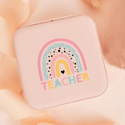 Teach Love Inspire Rainbow Teacher Naiste ehted Pakendikarp Kaelakee Korraldaja Kõrvarõngad Näidik Reisi kaasaskantavad karbid Kingitus