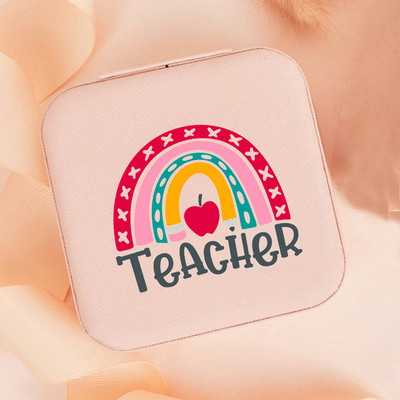 Teach Love Inspire Rainbow Teacher Naiste ehted Pakendikarp Kaelakee Korraldaja Kõrvarõngad Näidik Reisi kaasaskantavad karbid Kingitus