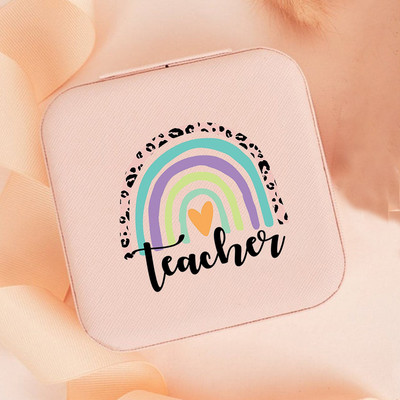 Teach Love Inspire Rainbow Teacher Naiste ehted Pakendikarp Kaelakee Korraldaja Kõrvarõngad Näidik Reisi kaasaskantavad karbid Kingitus