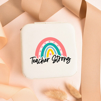 Teach Love Inspire Rainbow Teacher Naiste ehted Pakendikarp Kaelakee Korraldaja Kõrvarõngad Näidik Reisi kaasaskantavad karbid Kingitus