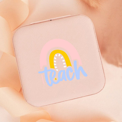 Teach Love Inspire Rainbow Teacher Naiste ehted Pakendikarp Kaelakee Korraldaja Kõrvarõngad Näidik Reisi kaasaskantavad karbid Kingitus