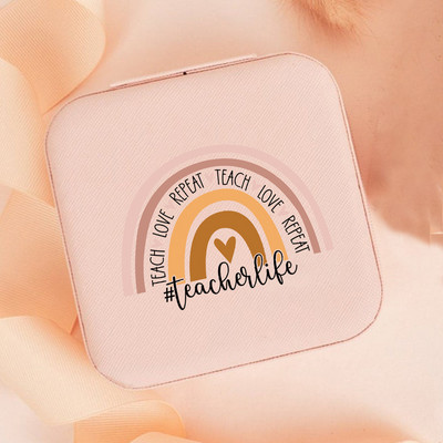 Teach Love Inspire Rainbow Teacher Naiste ehted Pakendikarp Kaelakee Korraldaja Kõrvarõngad Näidik Reisi kaasaskantavad karbid Kingitus
