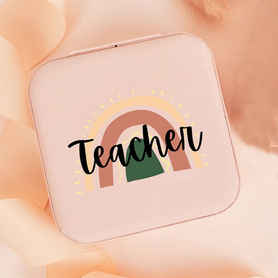 Teach Love Inspire Rainbow Teacher Naiste ehted Pakendikarp Kaelakee Korraldaja Kõrvarõngad Näidik Reisi kaasaskantavad karbid Kingitus