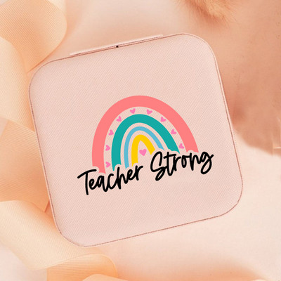 Teach Love Inspire Rainbow Teacher Naiste ehted Pakendikarp Kaelakee Korraldaja Kõrvarõngad Näidik Reisi kaasaskantavad karbid Kingitus
