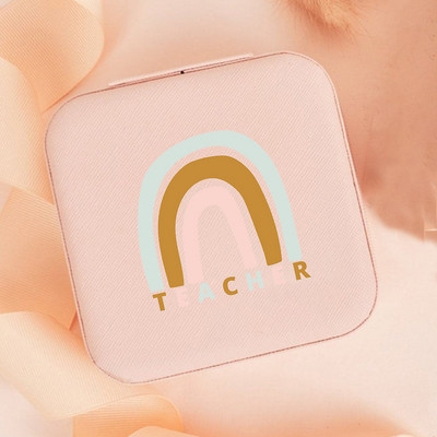 Teach Love Inspire Rainbow Teacher Naiste ehted Pakendikarp Kaelakee Korraldaja Kõrvarõngad Näidik Reisi kaasaskantavad karbid Kingitus