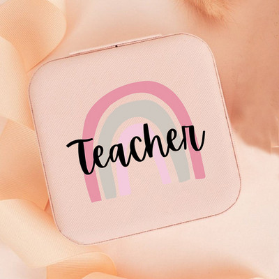 Teach Love Inspire Rainbow Teacher Naiste ehted Pakendikarp Kaelakee Korraldaja Kõrvarõngad Näidik Reisi kaasaskantavad karbid Kingitus