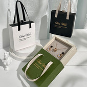 Sahtli ehtekarbi paber käepidemega pulmade või reiside jaoks Kaasaskantav sõrmus Kõrvarõngad Kaelakee Kingitused Pakend Korraldaja ümbris 1tk