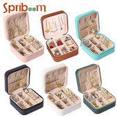 Multifunktsionaalne ehtekarp Sõrmus kaelakee Kõrvarõngad Korraldaja vitriin PU kaasaskantavad ehete hoiukarbid tõmblukuga 10 värvi