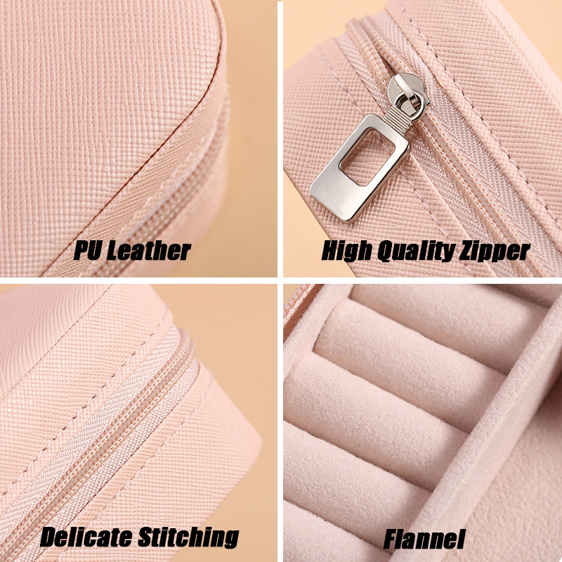 Multifunktsionaalne ehtekarp Sõrmus kaelakee Kõrvarõngad Korraldaja vitriin PU kaasaskantavad ehete hoiukarbid tõmblukuga 10 värvi