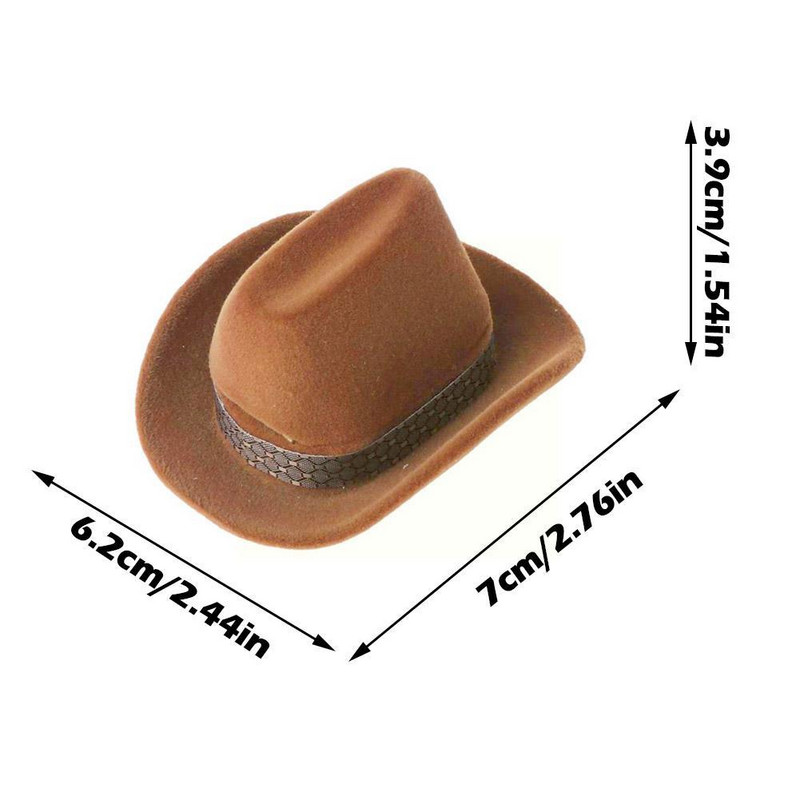 Cutie cu inele în formă de pălărie de cowboy creativă, catifea pentru bijuterii, cutie de depozitare pentru ambalaj bijuterii, suport pentru cutie pentru aniversări de nuntă N3Y5