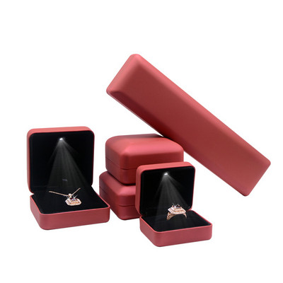 Colier iluminat cu LED din catifea, bratara, cutie cu lant lung, cutie de lux, bijuterii din metal, cadou, cutie de depozitare