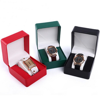 PU кожена кутия за часовник Flipcover Опаковка Калъф за часовник Съхранение Дисплей за ръчен часовник Кутия за подарък с възглавница за часовник Кутия за бижута