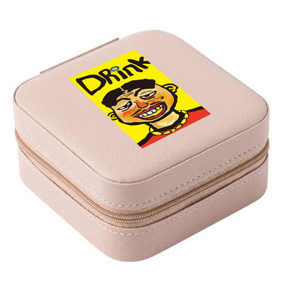 Cutie de bijuterii depozitare dublă 2023 organizare cercei inel de călătorie cu model amuzant geantă cu fermoar imprimată cutie dublă din piele cu clapă mare