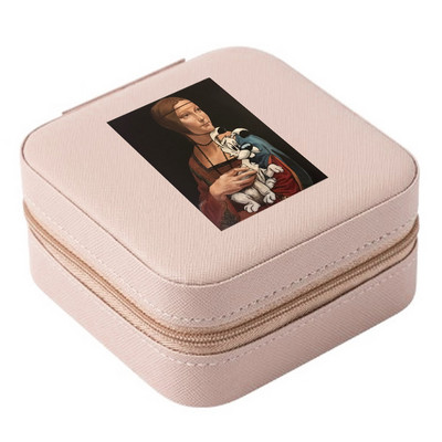 Cutie de bijuterii depozitare dublă 2023 organizare cercei inel de călătorie cu model amuzant geantă cu fermoar imprimată cutie dublă din piele cu clapă mare