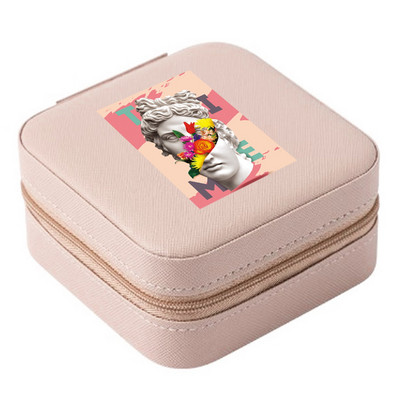 Cutie de bijuterii depozitare dublă 2023 organizare cercei inel de călătorie cu model amuzant geantă cu fermoar imprimată cutie dublă din piele cu clapă mare