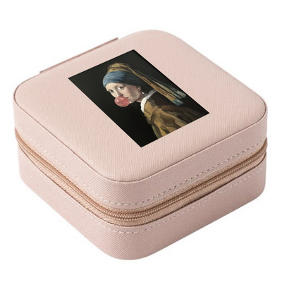 Cutie de bijuterii depozitare dublă 2023 organizare cercei inel de călătorie cu model amuzant geantă cu fermoar imprimată cutie dublă din piele cu clapă mare