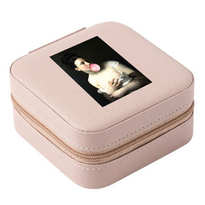 Cutie de bijuterii depozitare dublă 2023 organizare cercei inel de călătorie cu model amuzant geantă cu fermoar imprimată cutie dublă din piele cu clapă mare