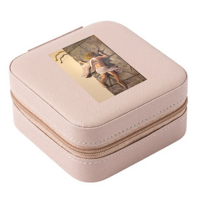 Cutie de bijuterii depozitare dublă 2023 organizare cercei inel de călătorie cu model amuzant geantă cu fermoar imprimată cutie dublă din piele cu clapă mare