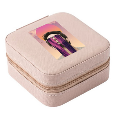 Cutie de bijuterii depozitare dublă 2023 organizare cercei inel de călătorie cu model amuzant geantă cu fermoar imprimată cutie dublă din piele cu clapă mare