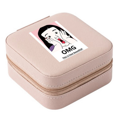Cutie de bijuterii depozitare dublă 2023 organizare cercei inel de călătorie cu model amuzant geantă cu fermoar imprimată cutie dublă din piele cu clapă mare