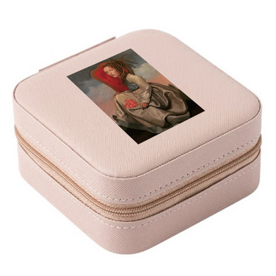 Cutie de bijuterii depozitare dublă 2023 organizare cercei inel de călătorie cu model amuzant geantă cu fermoar imprimată cutie dublă din piele cu clapă mare