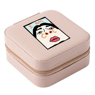 Cutie de bijuterii depozitare dublă 2023 organizare cercei inel de călătorie cu model amuzant geantă cu fermoar imprimată cutie dublă din piele cu clapă mare