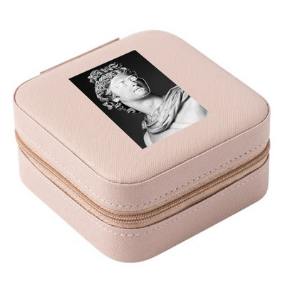 Cutie de bijuterii depozitare dublă 2023 organizare cercei inel de călătorie cu model amuzant geantă cu fermoar imprimată cutie dublă din piele cu clapă mare