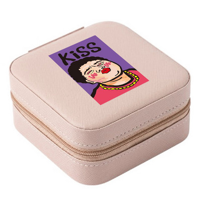 Cutie de bijuterii depozitare dublă 2023 organizare cercei inel de călătorie cu model amuzant geantă cu fermoar imprimată cutie dublă din piele cu clapă mare