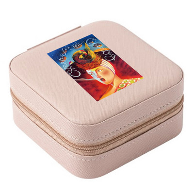 Cutie de bijuterii depozitare dublă 2023 organizare cercei inel de călătorie cu model amuzant geantă cu fermoar imprimată cutie dublă din piele cu clapă mare