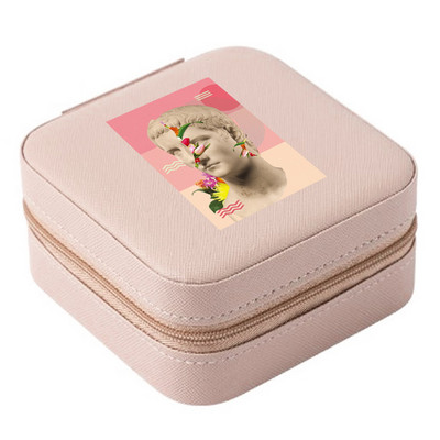 Cutie de bijuterii depozitare dublă 2023 organizare cercei inel de călătorie cu model amuzant geantă cu fermoar imprimată cutie dublă din piele cu clapă mare