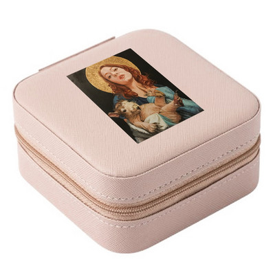 Cutie de bijuterii depozitare dublă 2023 organizare cercei inel de călătorie cu model amuzant geantă cu fermoar imprimată cutie dublă din piele cu clapă mare