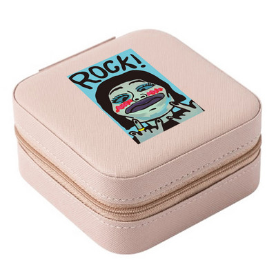 Cutie de bijuterii depozitare dublă 2023 organizare cercei inel de călătorie cu model amuzant geantă cu fermoar imprimată cutie dublă din piele cu clapă mare
