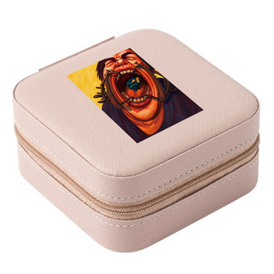 Cutie de bijuterii depozitare dublă 2023 organizare cercei inel de călătorie cu model amuzant geantă cu fermoar imprimată cutie dublă din piele cu clapă mare