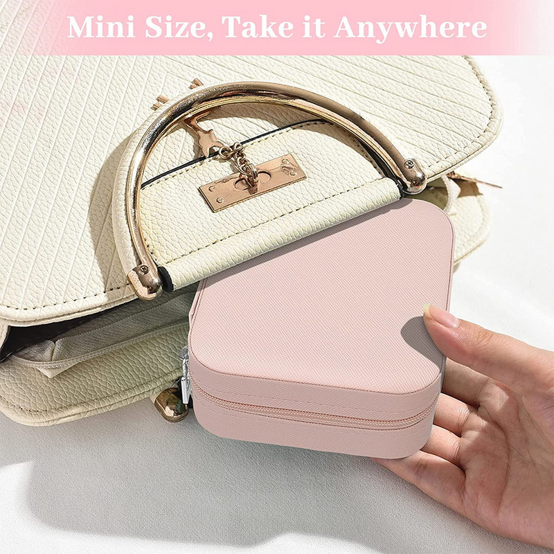 Cutie de bijuterii depozitare dublă 2023 organizare cercei inel de călătorie cu model amuzant geantă cu fermoar imprimată cutie dublă din piele cu clapă mare