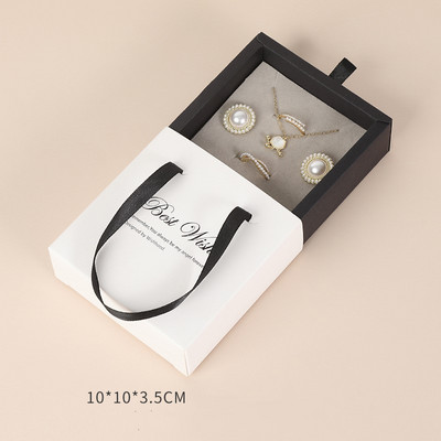 Cutie de ambalare pentru bijuterii, sertar din hârtie kraft groasă, pentru colier, cercei, inel, brățară, afișare cadou, cutie de depozitare bijuterii, carton