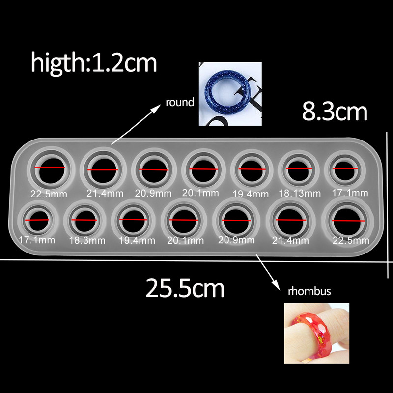 1 τμχ Δαχτυλίδια Ρητίνης Εποξειδικά Καλούπια Κοσμήματα Συλλογή καλουπιών σιλικόνης Χειροποίητα για DIY Αξεσουάρ καλουπιών για κοσμήματα από σιλικόνη από κρύσταλλο
