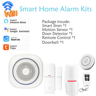 Wireless Interlink Smart Home Security Flash Strobe Sireen Alarm Tuya Rakendus Reaalajas Monitor Valju heli 433Mhz PIR liikumisandur