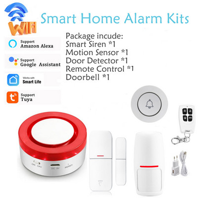 Wireless Interlink Smart Home Security Flash Strobe Sireen Alarm Tuya Rakendus Reaalajas Monitor Valju heli 433Mhz PIR liikumisandur